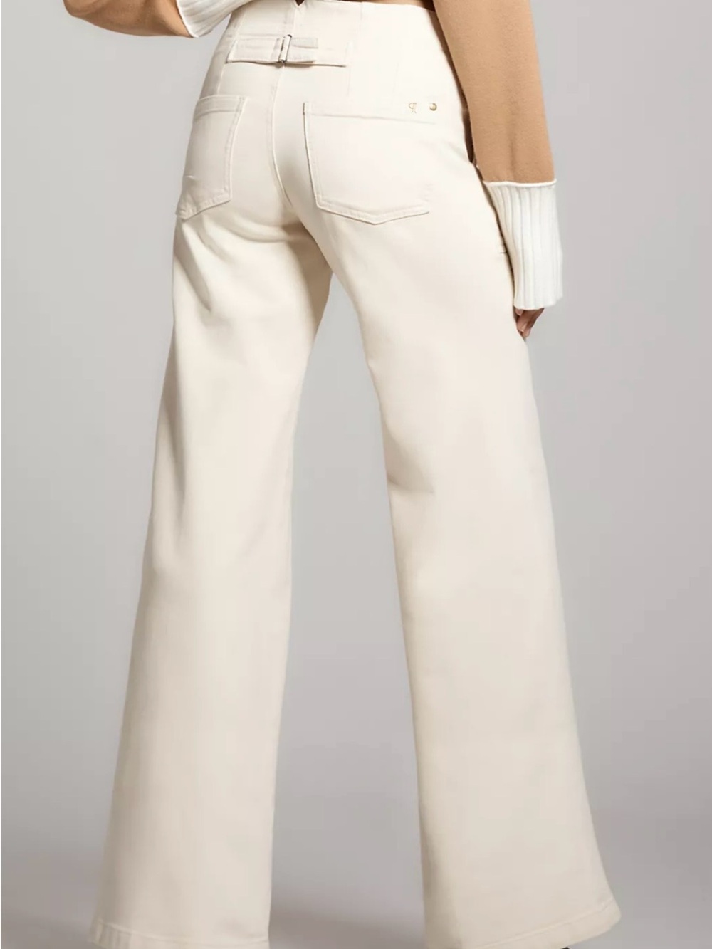 Pilcro Cream High-Rise Wide-Leg Utility Trousers - Picture 2 of 12